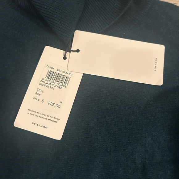 Reiss Frankie Ruched Sleeve Wool Blend Sweater Size S - Picture 3 of 5